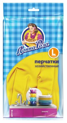 ДОННА РОЗА перчатки хозяйственные (L) из латекса с хлопковым напылением