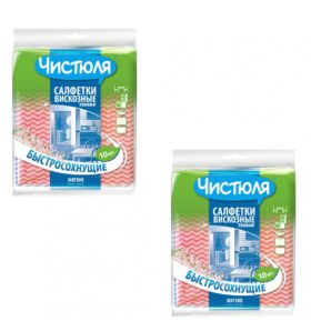 ЧИСТЮЛЯ салфетки вискозные тонкие 10 шт. Набор из 2 шт
