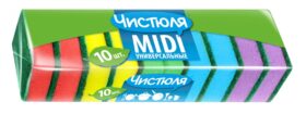 ЧИСТЮЛЯ 10 MIDI губки поролоновые с абразивом 10 шт