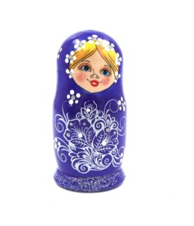 Матрешка Кудринка синяя (5 матрешек, 9см)