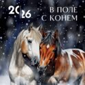 В поле с конем. Календарь настенный на 2026 год (300х300)